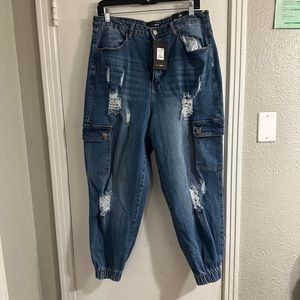 Fashion nova working hard cargo denim joggers size 1x